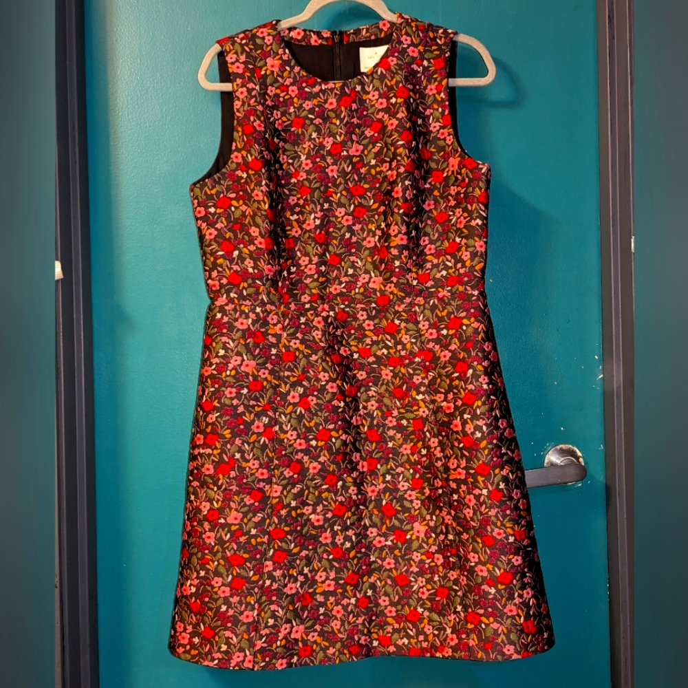 Kate Spade - Pink, Purple, & Gold Jacquard Floral Print Dress